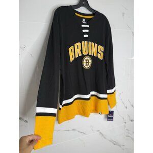 Boston Bruins Fanatics Jersey Long Sleeve Top Women’s Sz L NWT Hockey Cotton